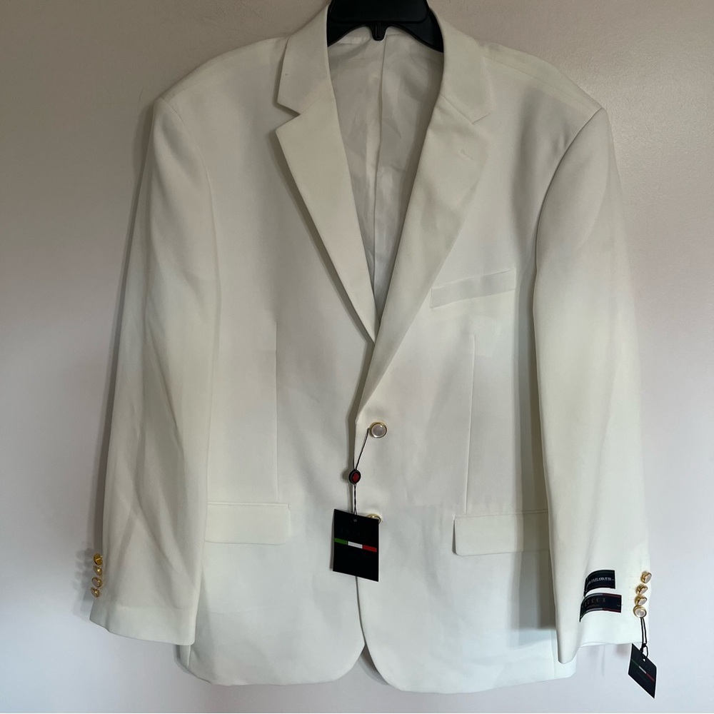 Lucci‎ Collezione Mens Italian White Sz 44R Hand Tailored Blazer Suit Jacket New